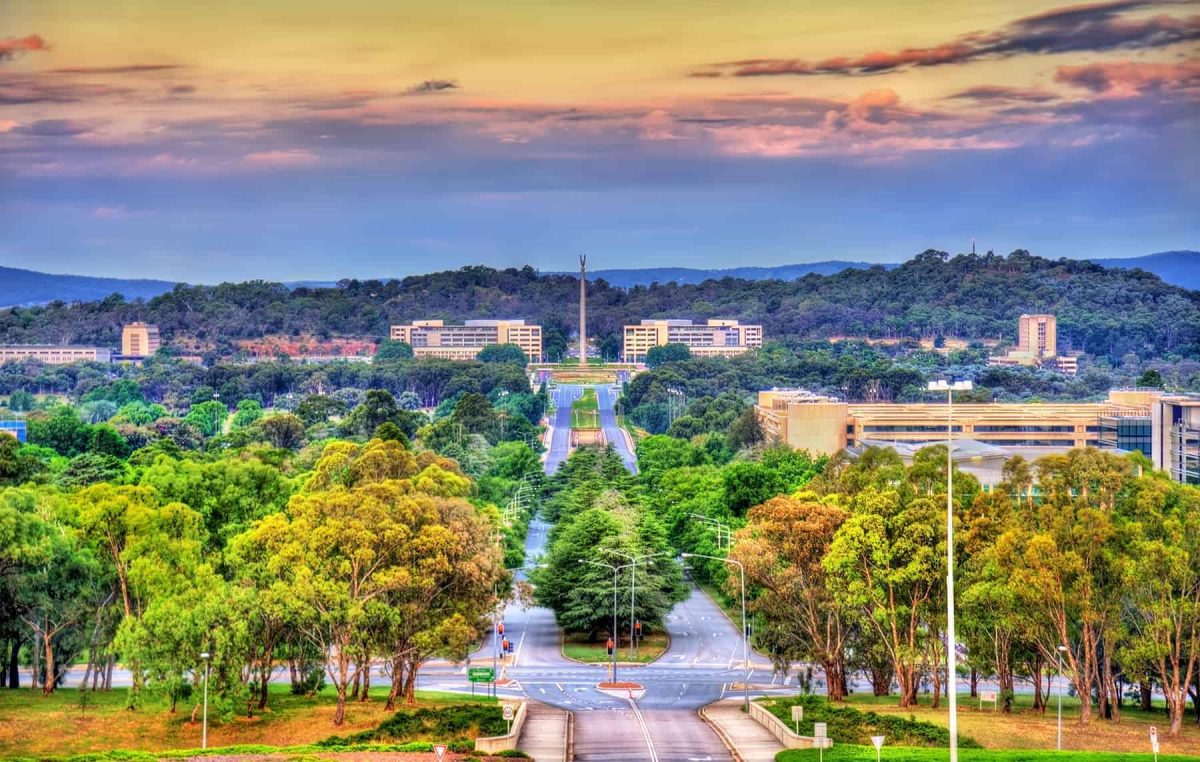 Kings Avenue leading towards the Australian-American Memorial, Canberra, Australia