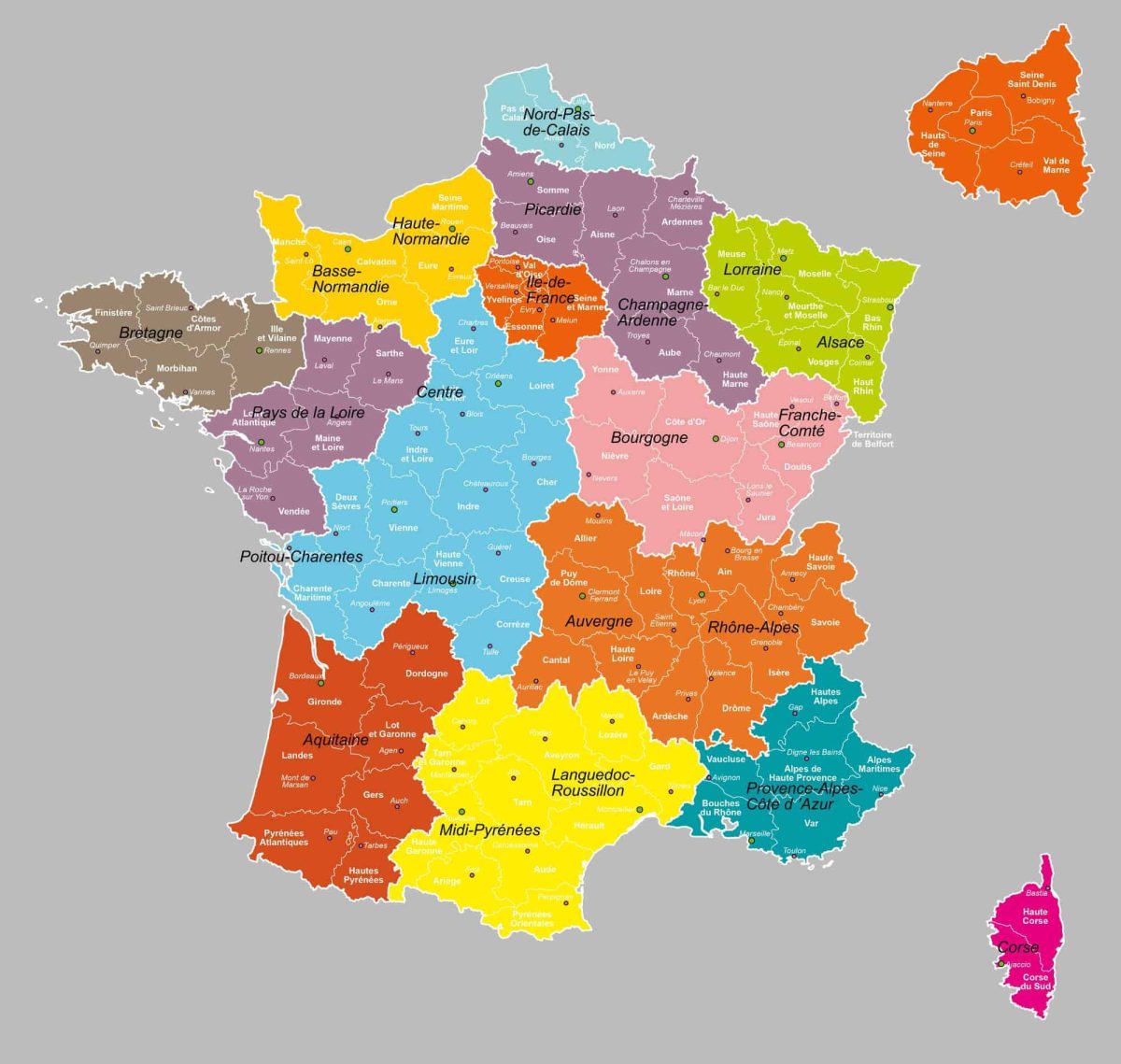 The map of French departments