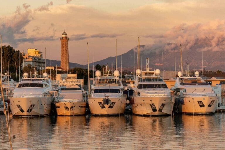 Luxury yachts moored in Estepona, Spain