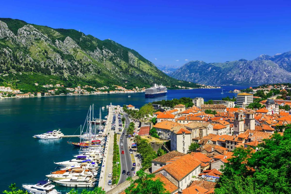 Kotor, a picturesque town framed by the sea and the mountains. 