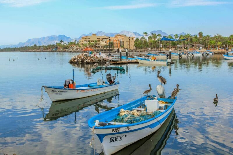 Boats docked at the port of Loreto in Baja California Sur