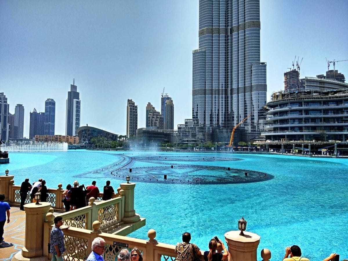 An artificial lake in Downtown Dubai