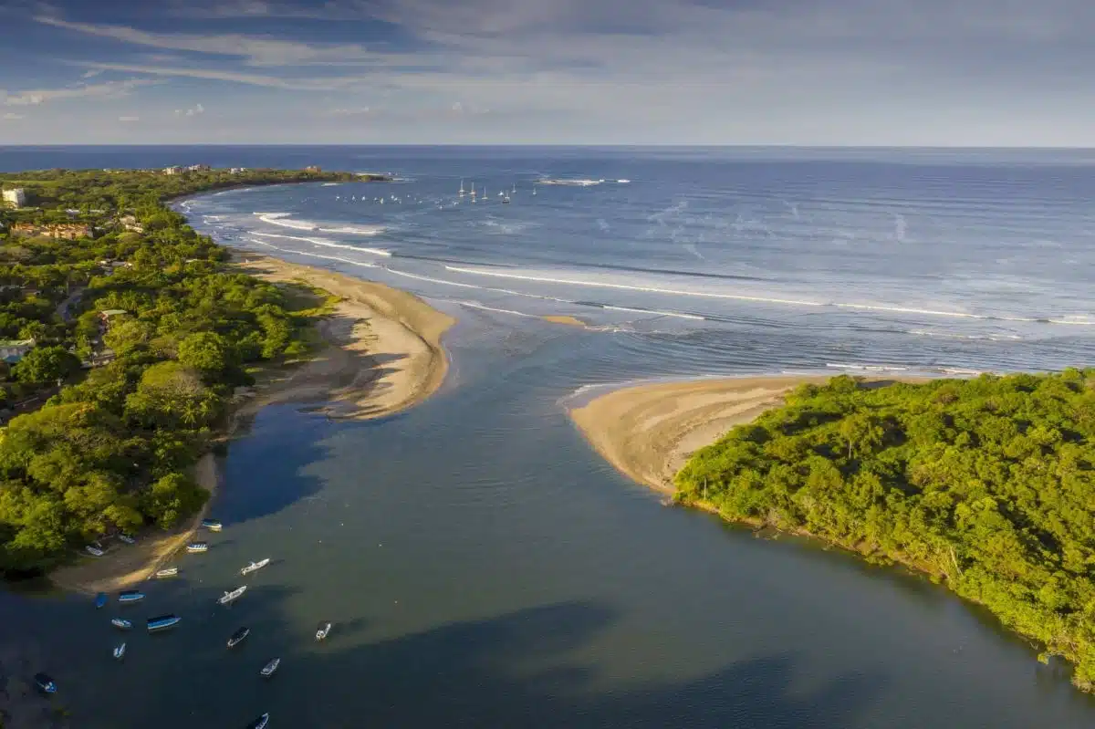 The River mouth at Playa Tamarindo.