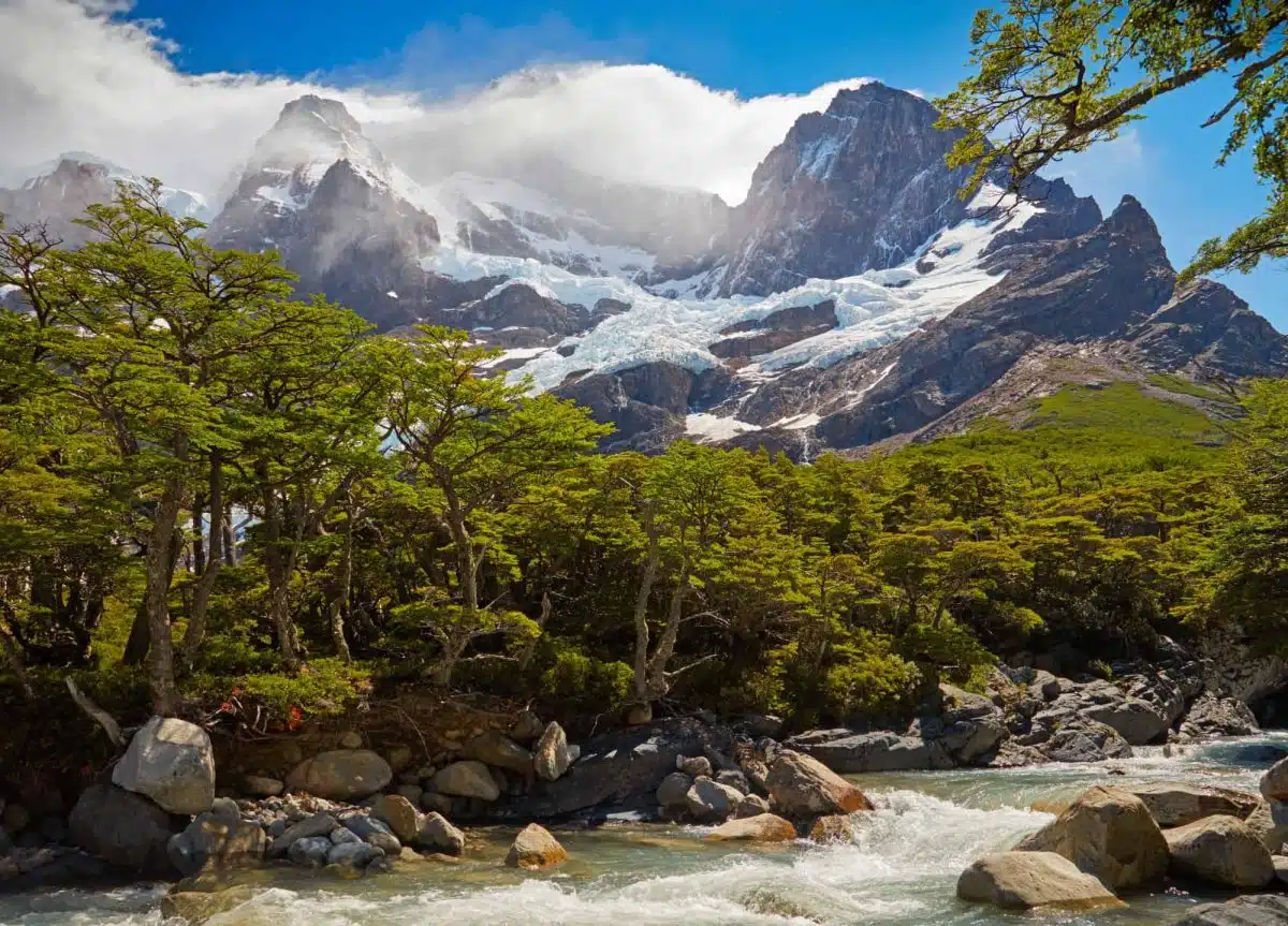 A mountain river in Torres del Paine national park.  Patagonia, Chile