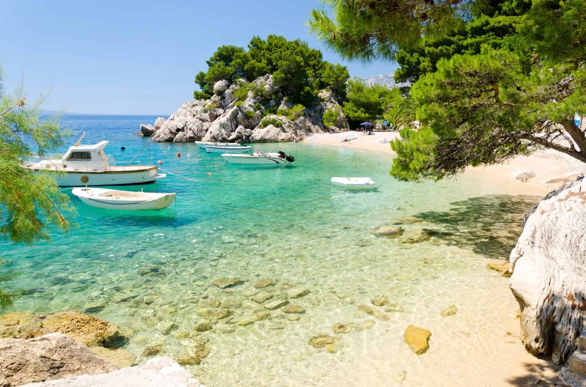A beautiful beach in Brela on the Makarska Riviera, Dalmatia, Croatia