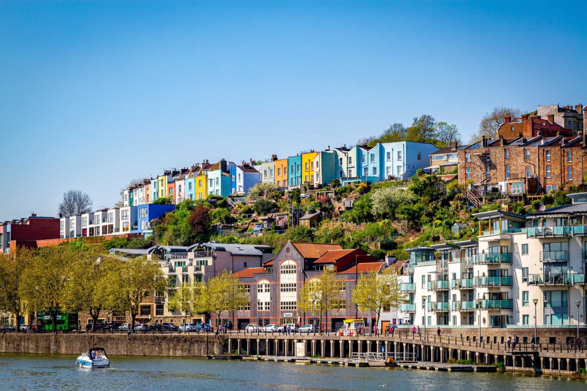 Bristol - colorful houses and apartment along the waterfront