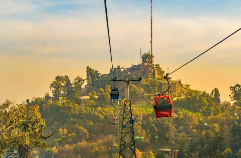 A cable car to the top of San Cristobal Hill in Santiago