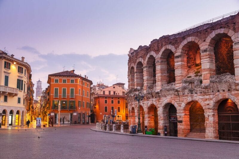 Morning streets near the Coliseum Arena di Verona