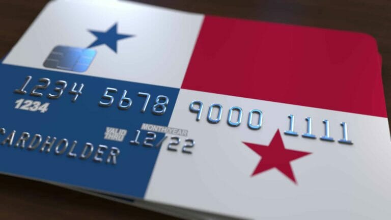 banking in Panama - a bank card featuring Panama flag