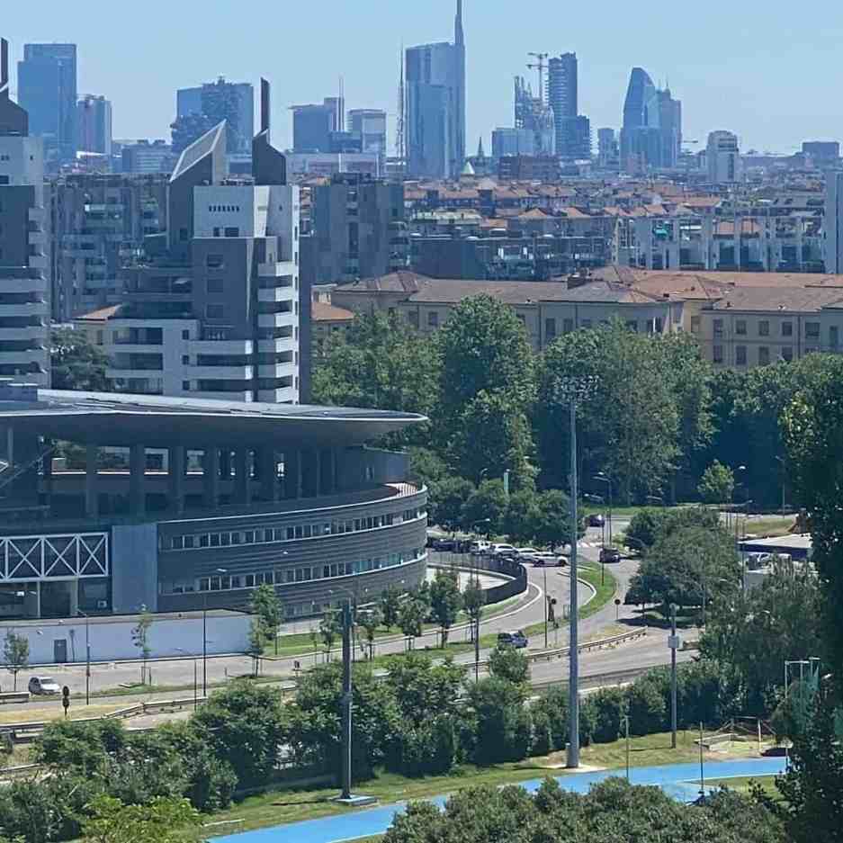 High rise buildings and a city park in Porta Nuova, Milan.Milan