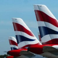 British Airways planes in an airport