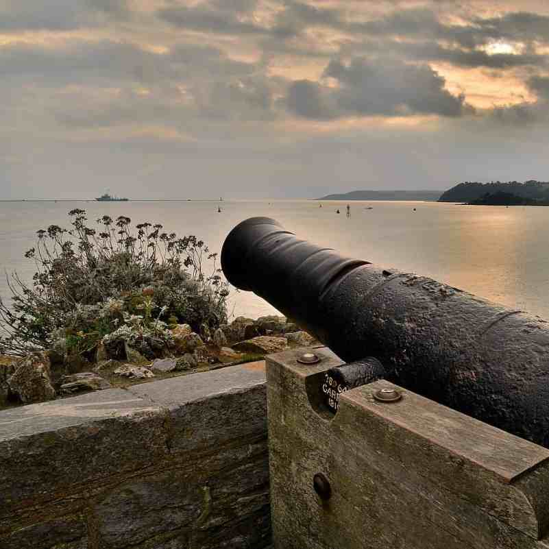A historic cannon on Plymouth's coastline