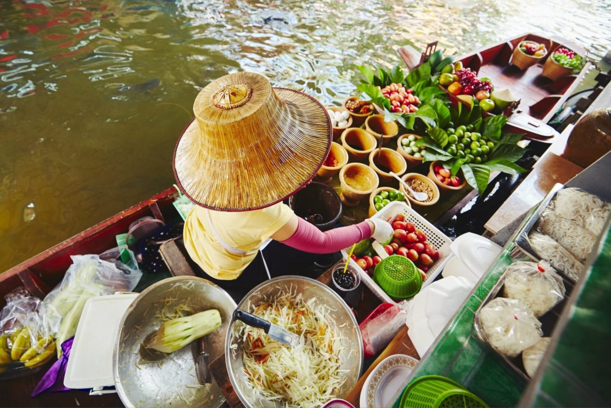 Floating food market in Bangkok