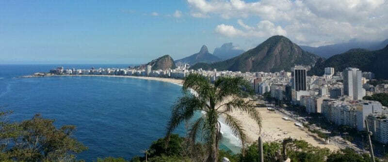 Copacabana, a bairro in the South Zone of Rio de Janeiro known for its 4 km beach