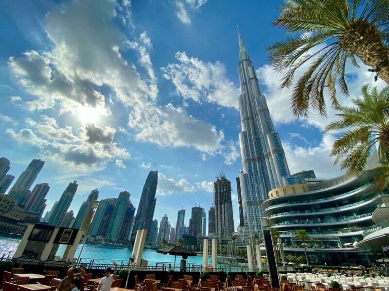 Dubai City -  Skyline views from an outside restaurant