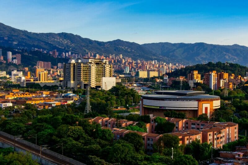 Medellin view with mountains in the background