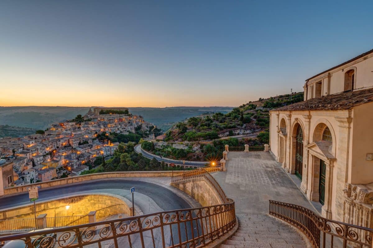 The old town of Ragusa Ibla in Sicily in the early morning